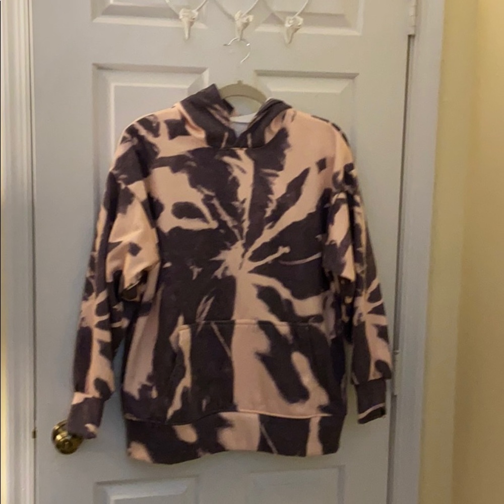 Pink and grey tie die hoodie